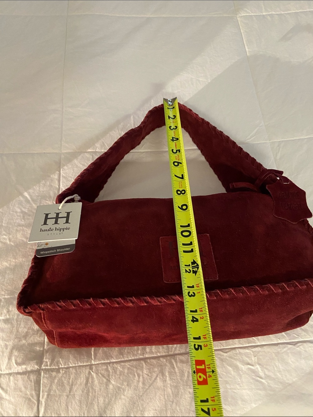 Haute Hippie Wine Suede Braided-Handle Shoulder Bag - Picture 10 of 11